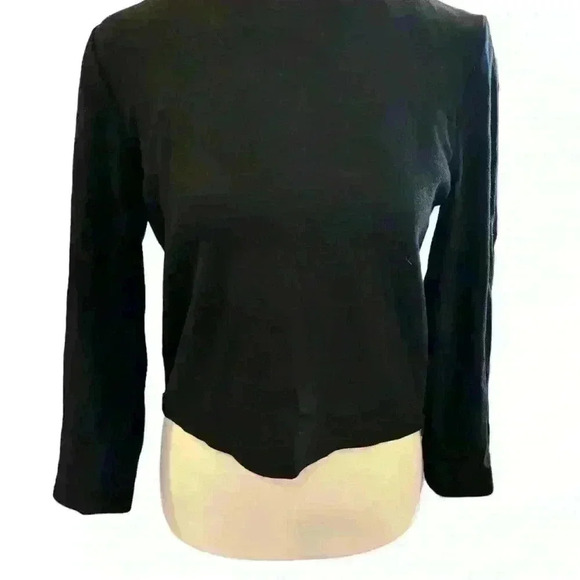 Alice + Olivia Women’s Viscose Long  Sleeve Cropped Top High Neck Black Small - Picture 4 of 6